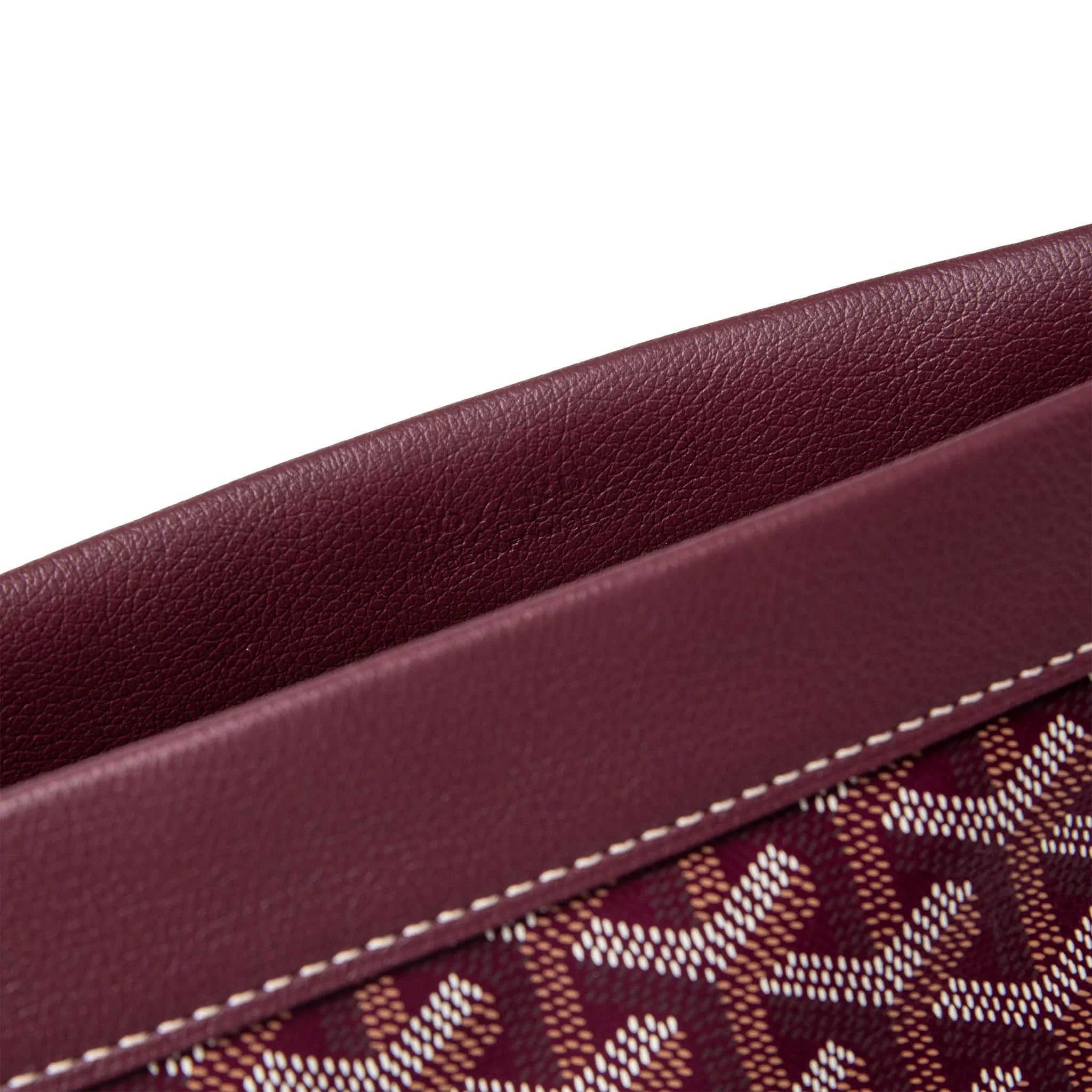 Stiching View of Goyard Conti Burgundy Pouch CONTIPPMLTY33CL33P